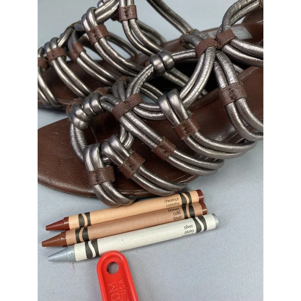 WOMENS 6.5 DOLCE VITA SANDAL WEDGE STRAPPY CAGED GLADIATOR BROWN OPEN TOE WEDGE